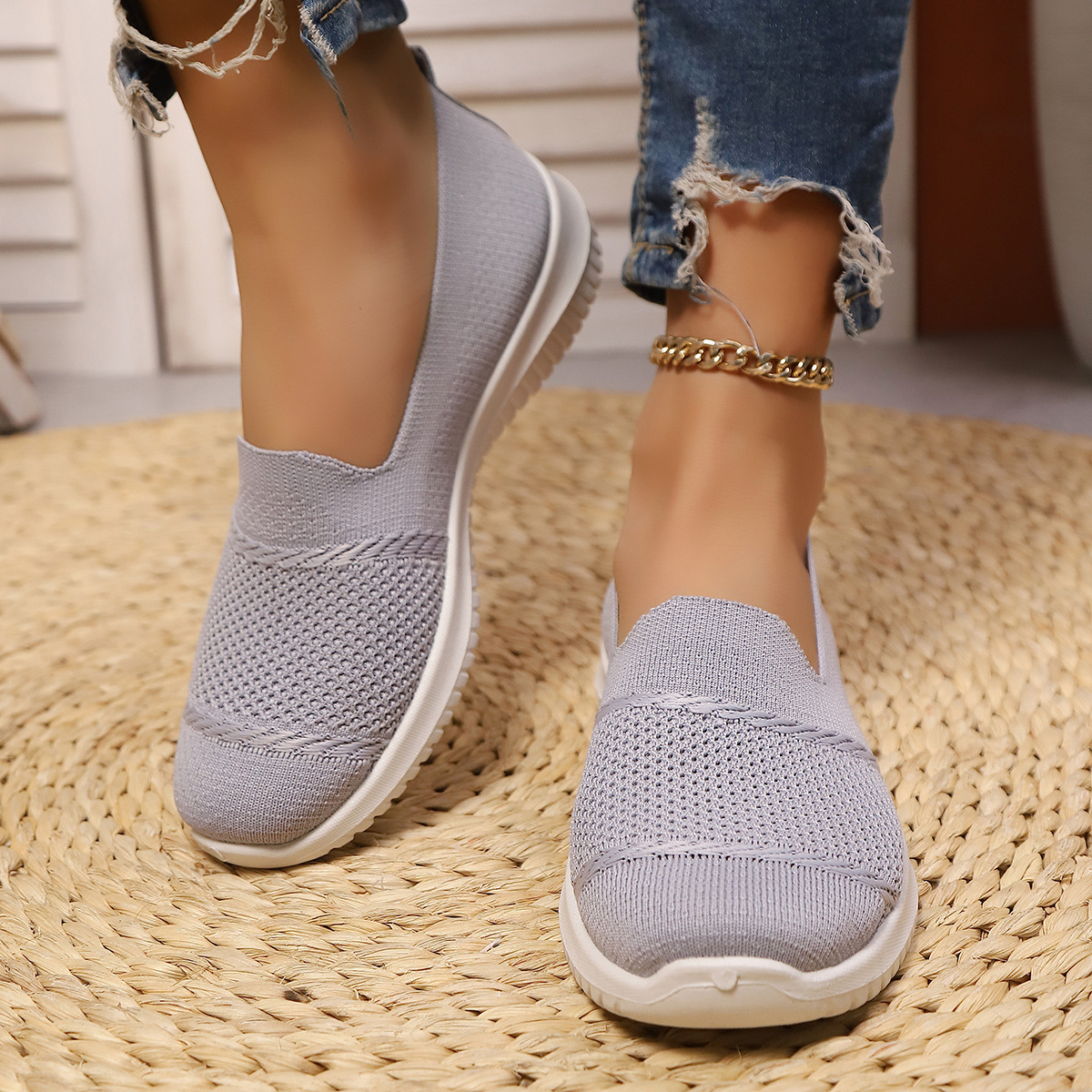 🔥Mega Sale - Buy Now & Save 50% OFF🔥Casual Knit Slip-On Flats – Ultra-Soft Sole, Breathable Everyday Walking Shoes for Women