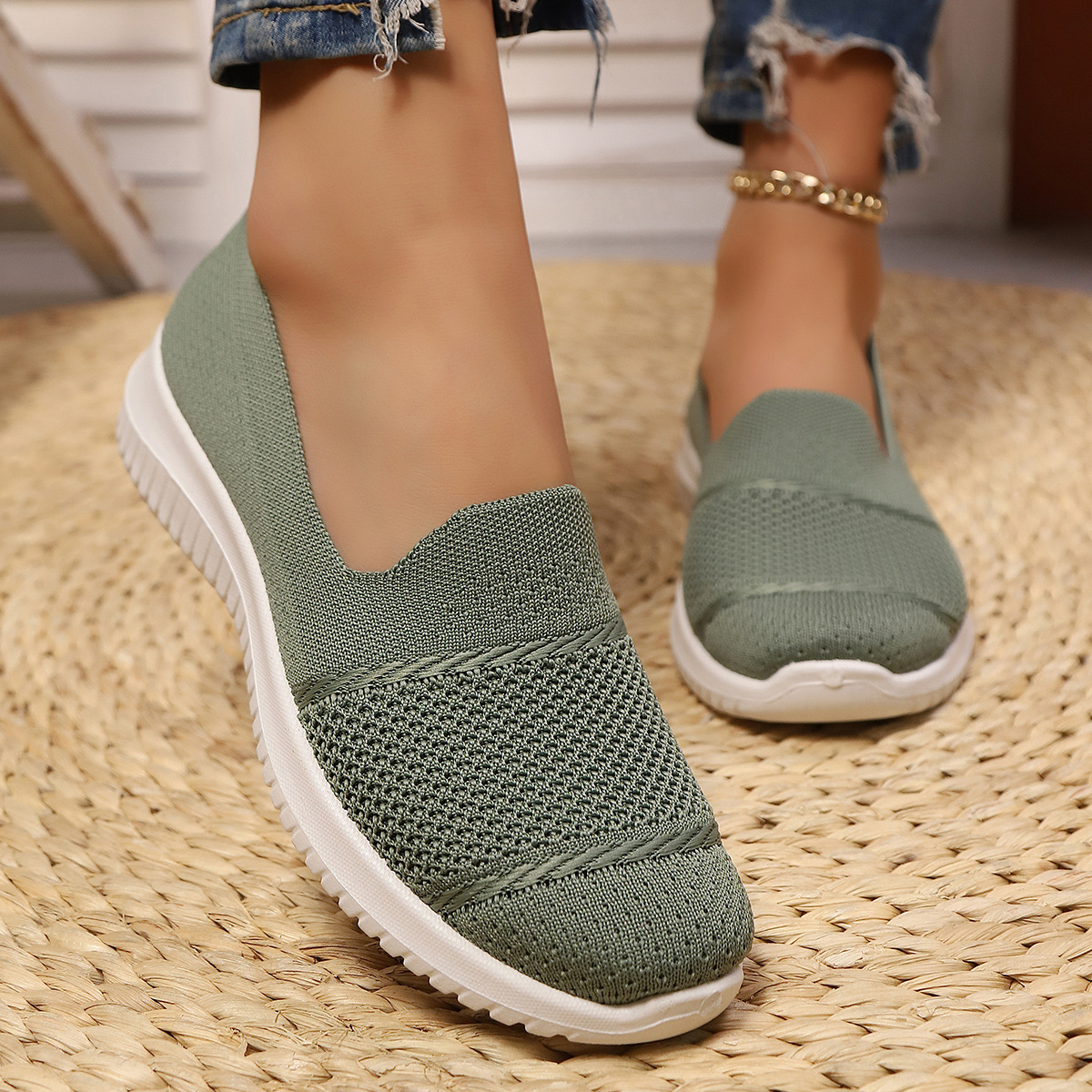 🔥Mega Sale - Buy Now & Save 50% OFF🔥Casual Knit Slip-On Flats – Ultra-Soft Sole, Breathable Everyday Walking Shoes for Women