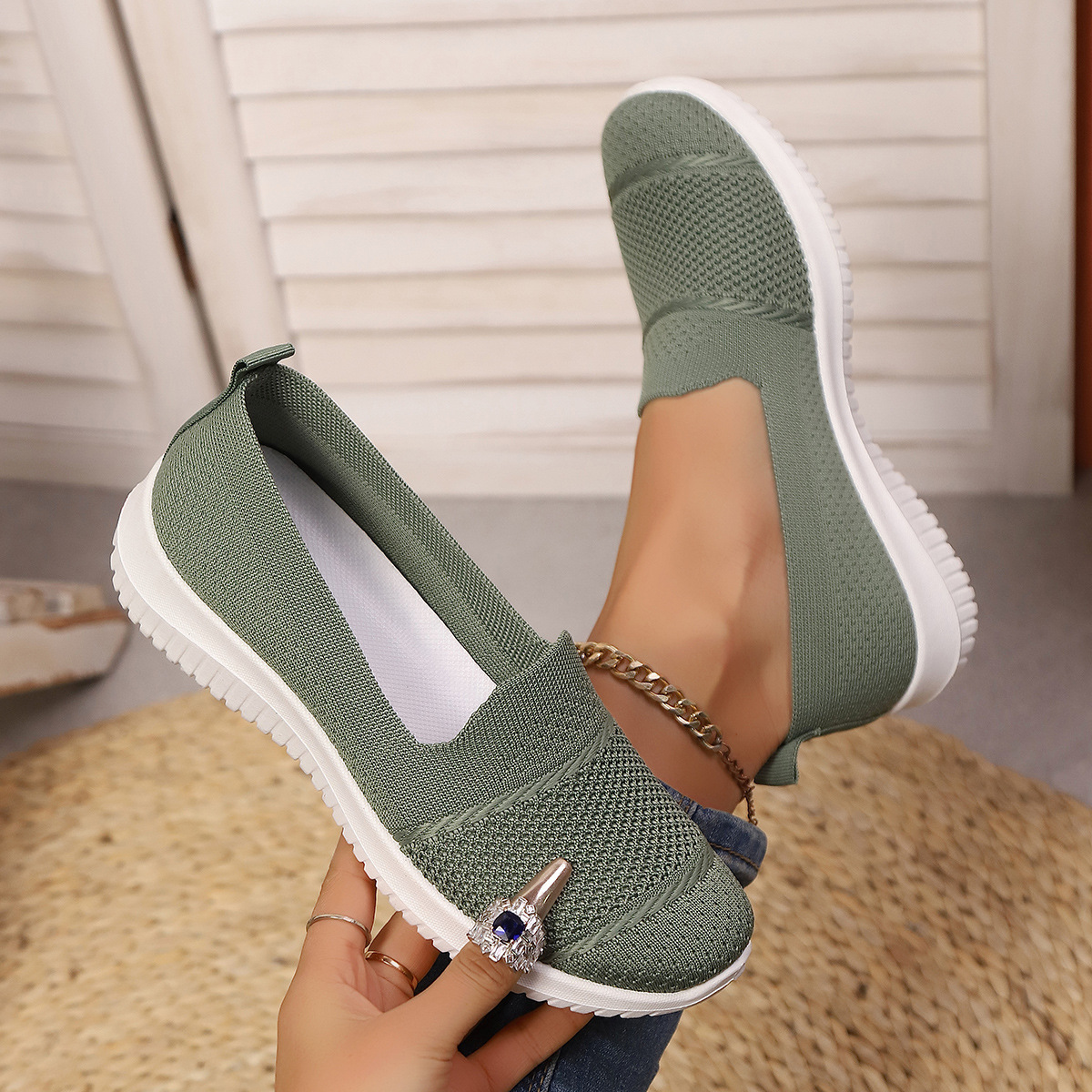 🔥Mega Sale - Buy Now & Save 50% OFF🔥Casual Knit Slip-On Flats – Ultra-Soft Sole, Breathable Everyday Walking Shoes for Women