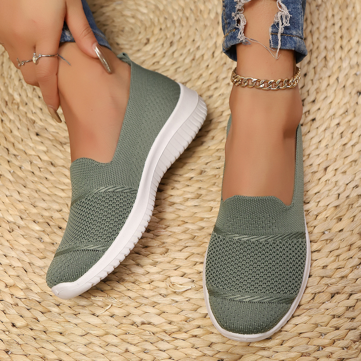 🔥Mega Sale - Buy Now & Save 50% OFF🔥Casual Knit Slip-On Flats – Ultra-Soft Sole, Breathable Everyday Walking Shoes for Women