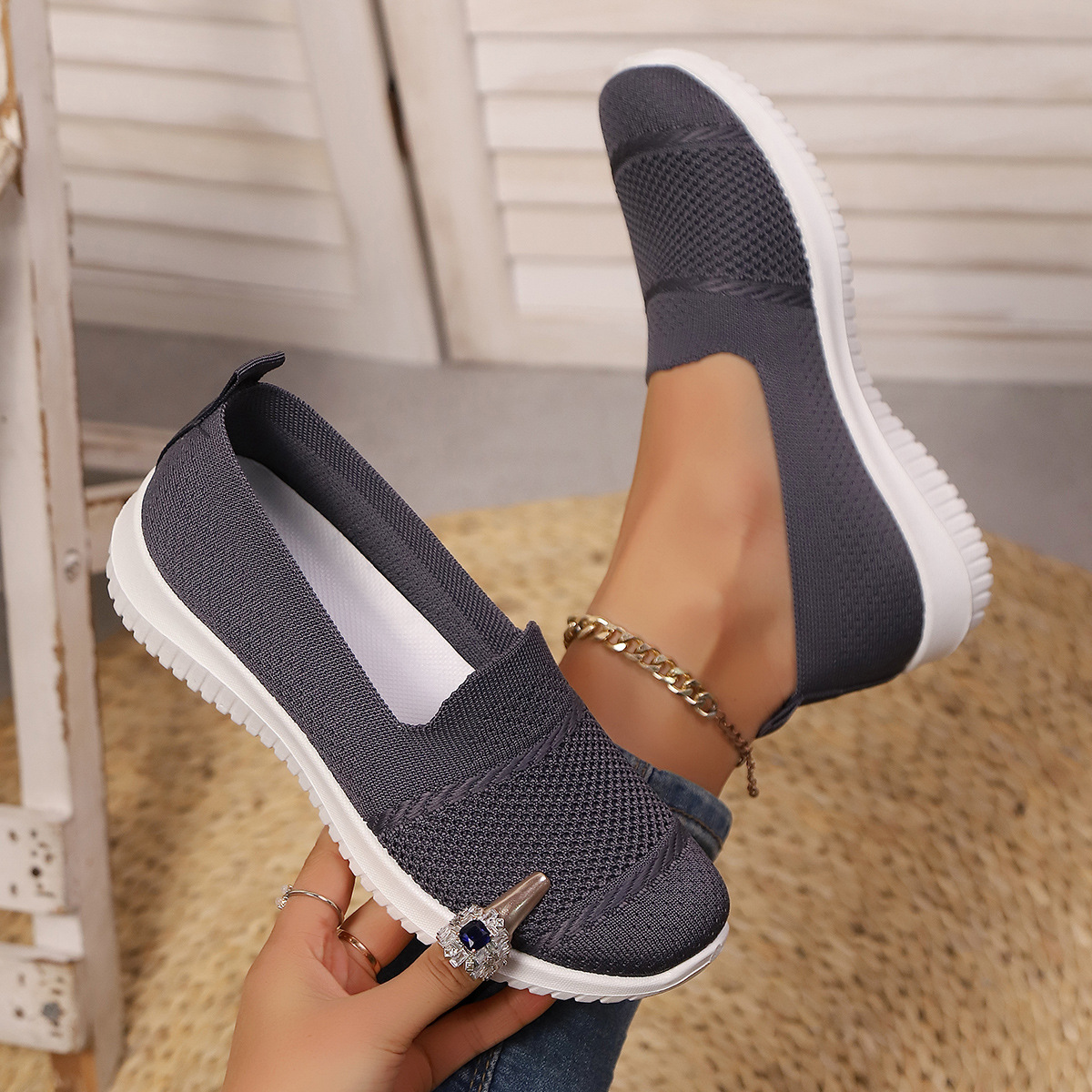 🔥Mega Sale - Buy Now & Save 50% OFF🔥Casual Knit Slip-On Flats – Ultra-Soft Sole, Breathable Everyday Walking Shoes for Women