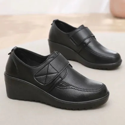 🔥Mega Sale - Buy Now & Save 50% OFF🔥Comfortable Leather Wedge Shoes with Secure Velcro Strap for All-Day Comfort