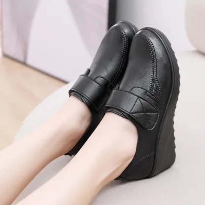 🔥Mega Sale - Buy Now & Save 50% OFF🔥Comfortable Leather Wedge Shoes with Secure Velcro Strap for All-Day Comfort