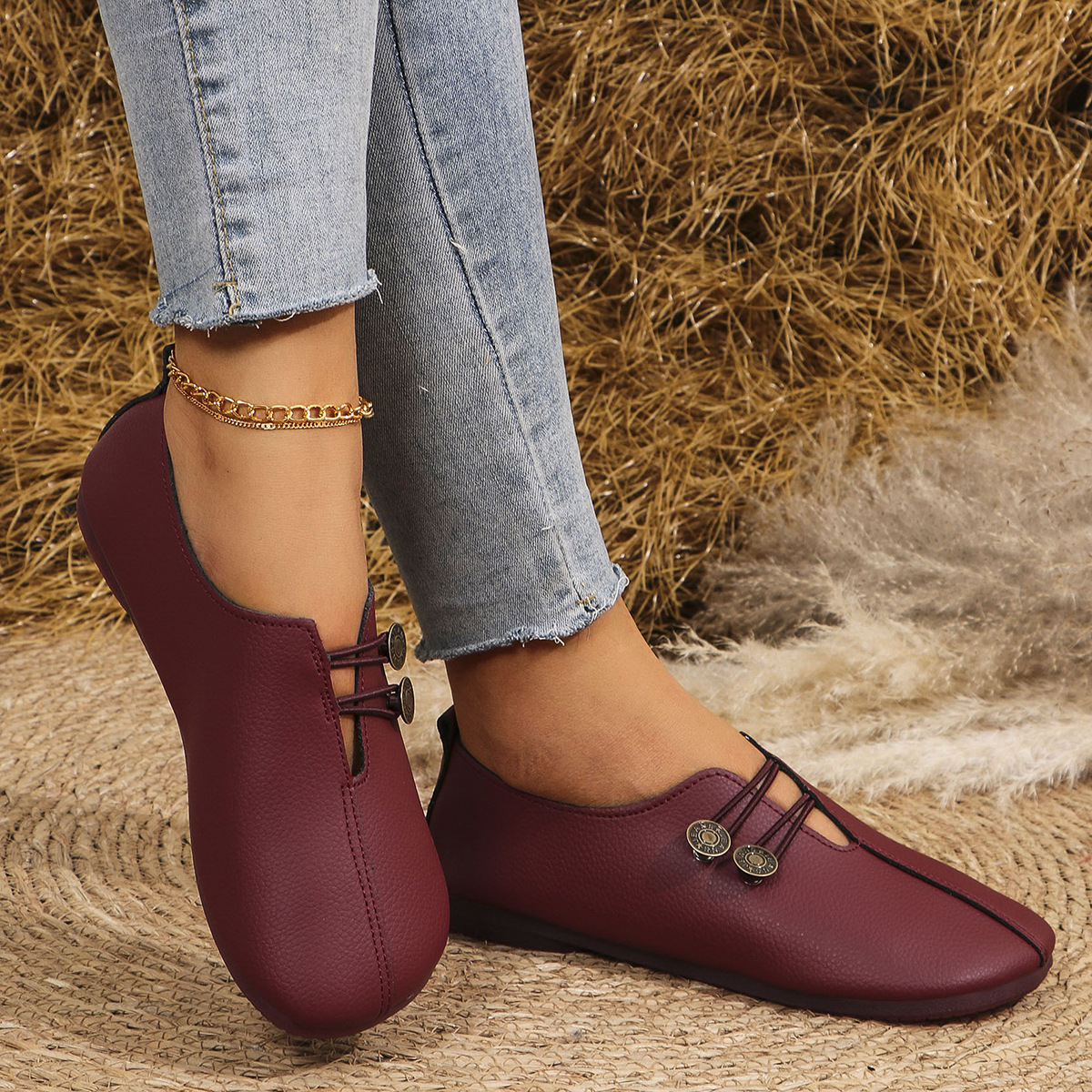 🔥Mega Sale - Buy Now & Save 50% OFF🔥Classic Button Strap Comfort Flats – Casual Slip-On Loafers for Women