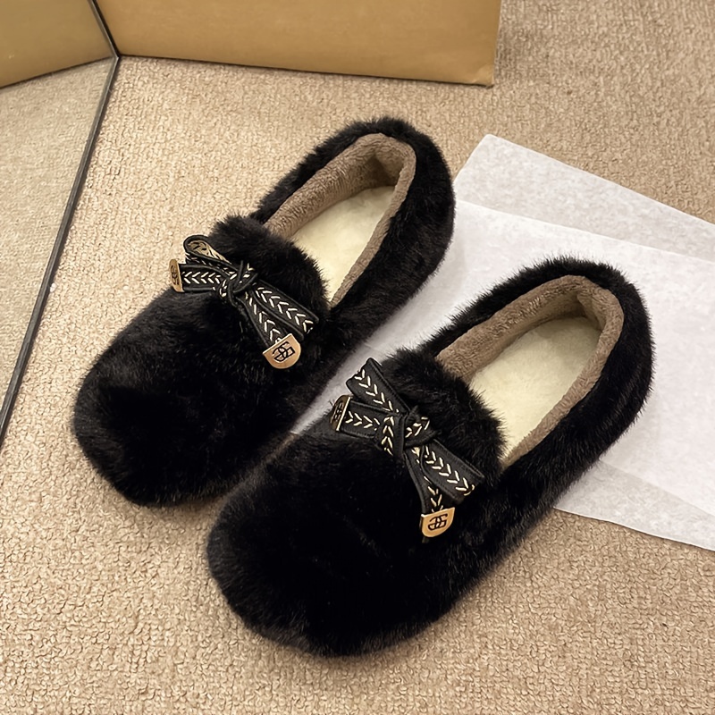 🔥LAST DAY 50% OFF --- Women's Winter Bow-Tie Fleece Loafers