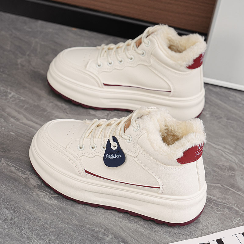 🔥Last Day Promotion 50% OFF --- Women's winter fleece-lined high-top white sneakers