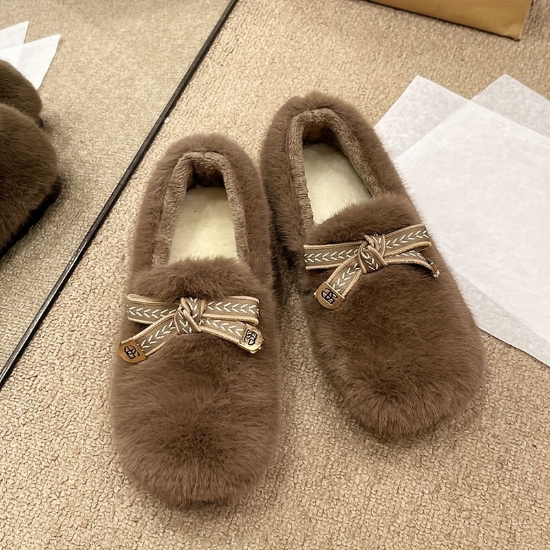 🔥LAST DAY 50% OFF --- Women's Winter Bow-Tie Fleece Loafers