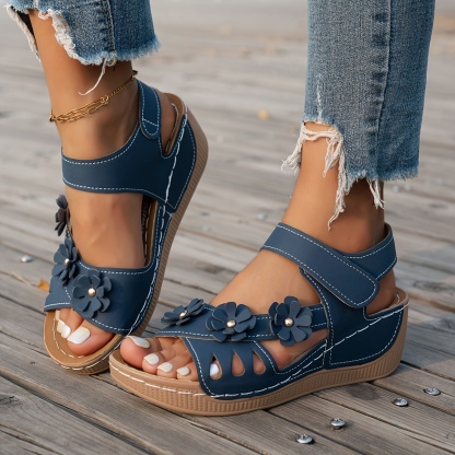 🔥Mega Sale - Buy Now & Save 50% OFF🔥Solid-color women's floral wedge sandals