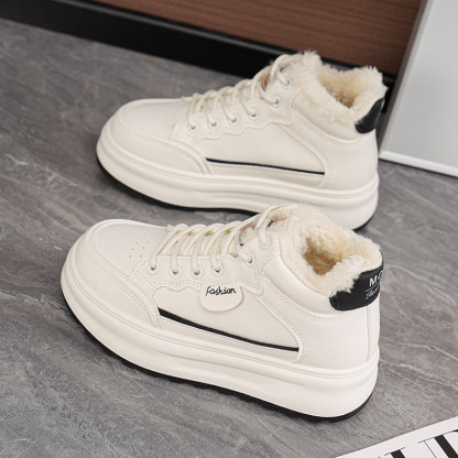 🔥Last Day Promotion 50% OFF --- Women's winter fleece-lined high-top white sneakers
