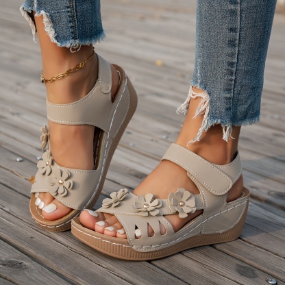 🔥Mega Sale - Buy Now & Save 50% OFF🔥Solid-color women's floral wedge sandals