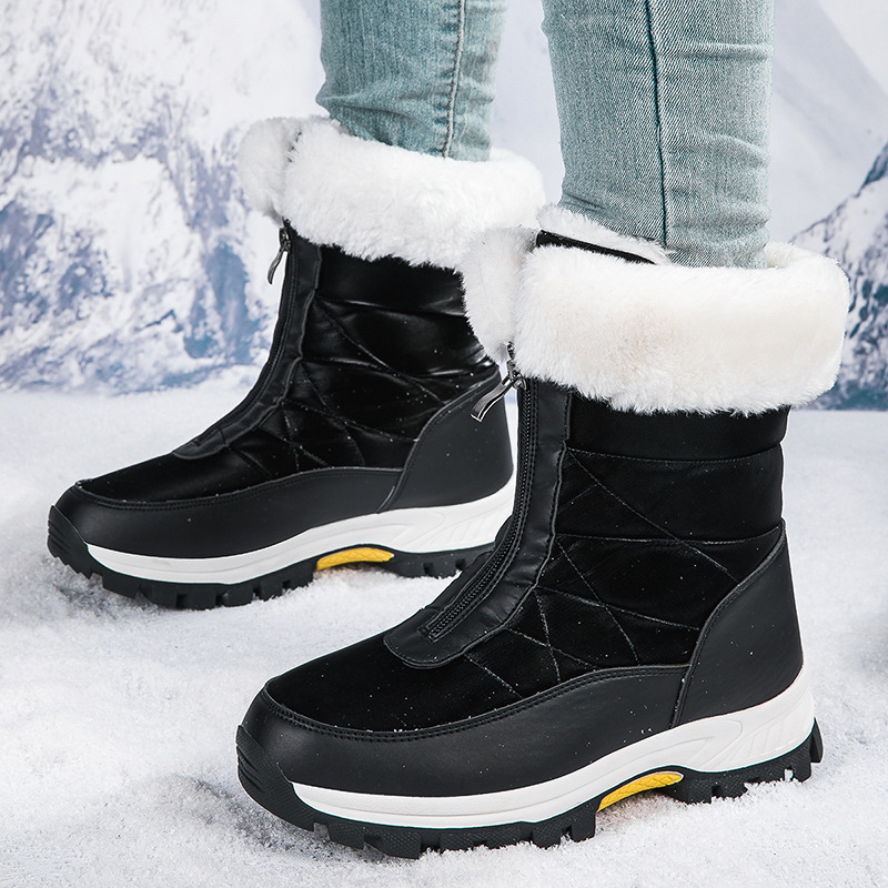 Women's winter outdoor high-top fleece-lined warm snow boots