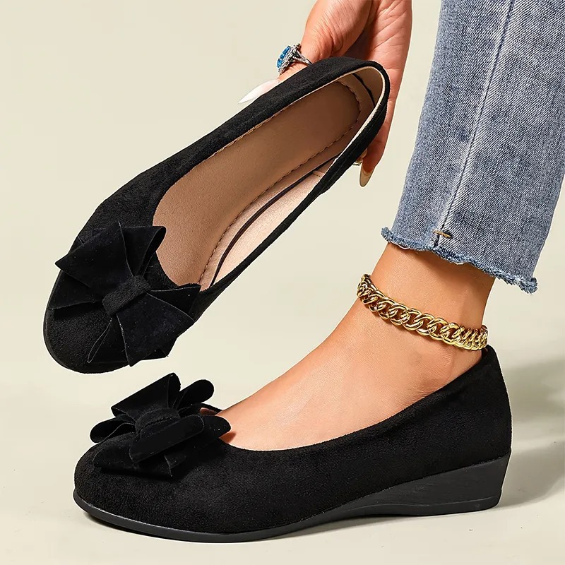 😍Last Day 50% OFF🔥Women’s Mary Jane Shoes – Comfortable Wedge Flats with Bow Detail