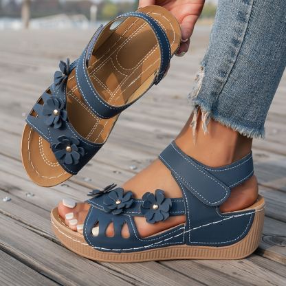 🔥Mega Sale - Buy Now & Save 50% OFF🔥Solid-color women's floral wedge sandals