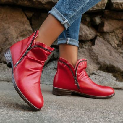 🔥Mega Sale - Buy Now & Save 50% OFF🔥Women's Comfortable Round-Toe Double-Zipper Combat Boots