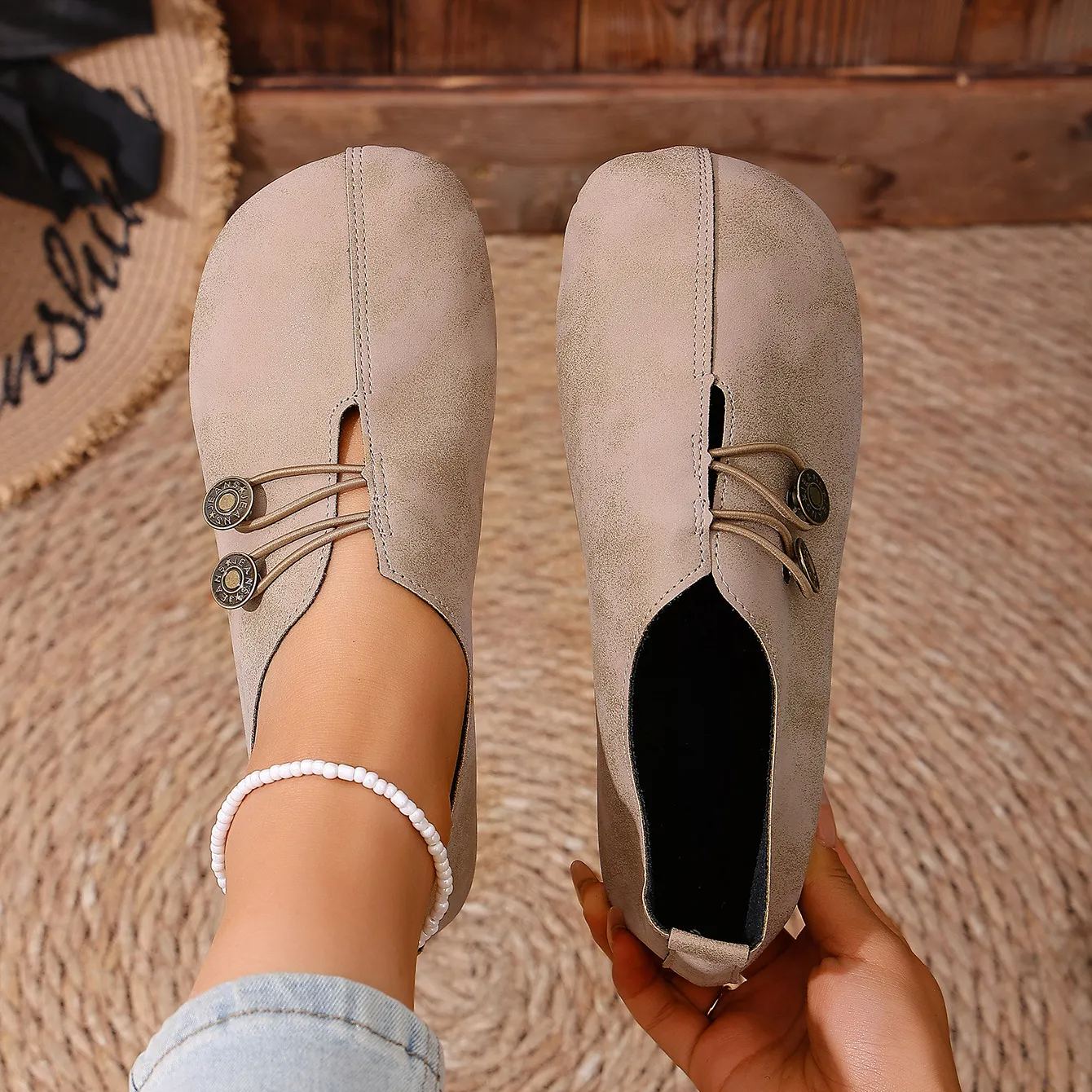 🔥Mega Sale - Buy Now & Save 50% OFF🔥Classic Button Strap Comfort Flats – Casual Slip-On Loafers for Women