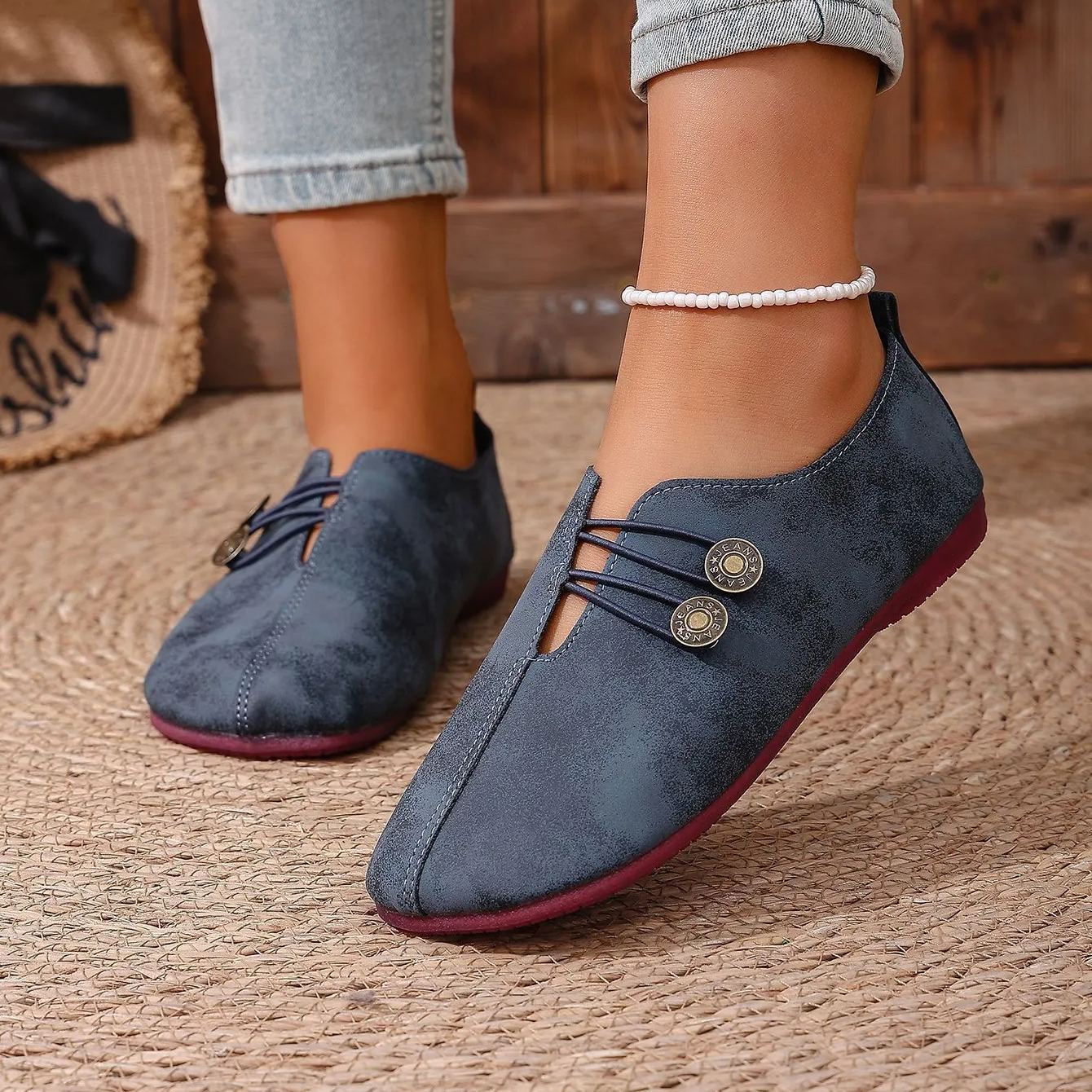 🔥Mega Sale - Buy Now & Save 50% OFF🔥Classic Button Strap Comfort Flats – Casual Slip-On Loafers for Women