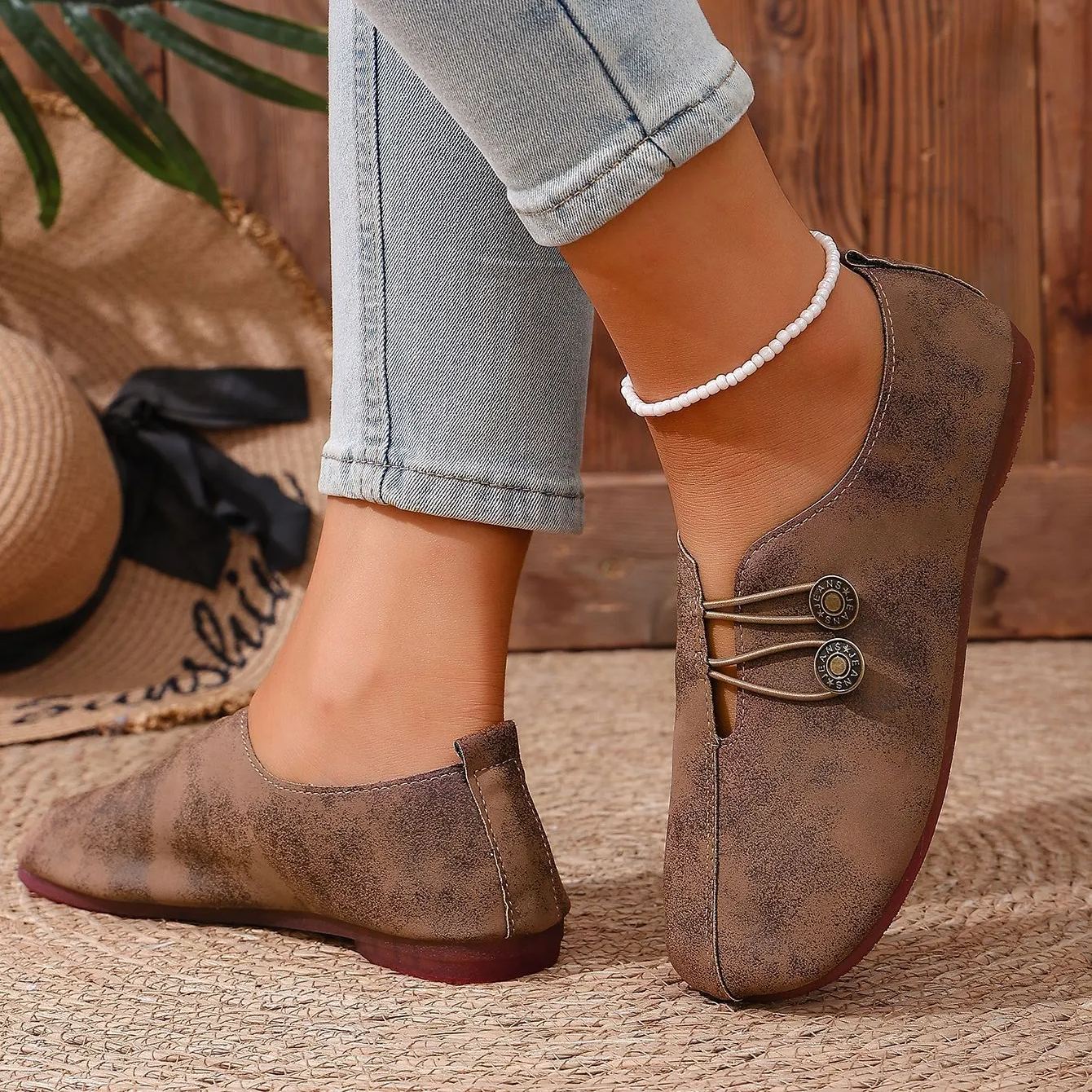 🔥Mega Sale - Buy Now & Save 50% OFF🔥Classic Button Strap Comfort Flats – Casual Slip-On Loafers for Women