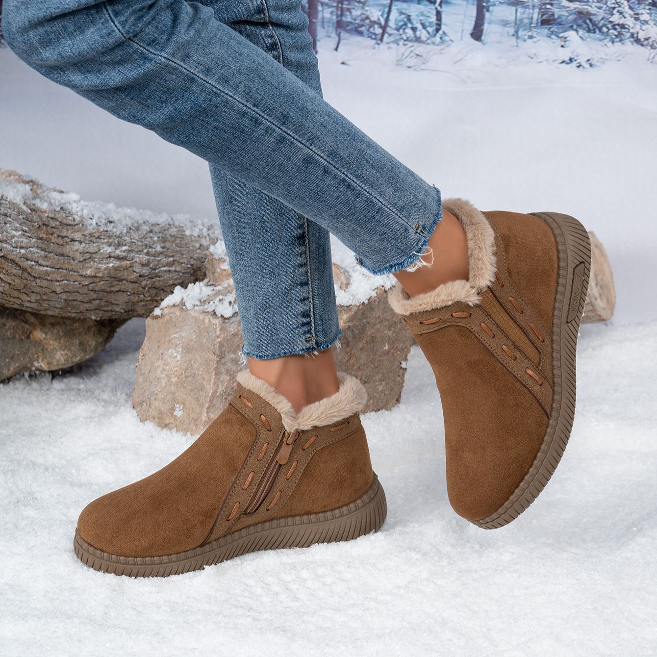 😍Last Day 50% OFF🔥Women’s Winter Fashion Ankle Boots – Fleece-Lined and Thickened