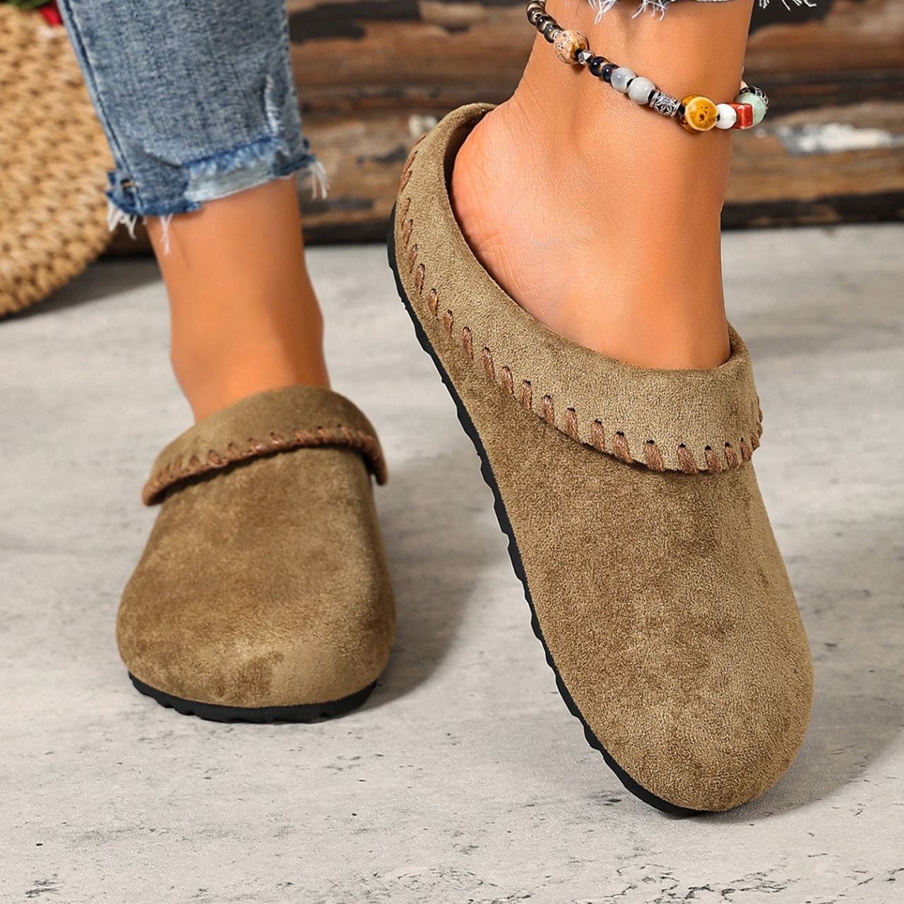 😍Last Day 50% OFF🔥Women’s Casual and Comfortable Mules – Soft, round-toed shoes perfect for autumn and winter