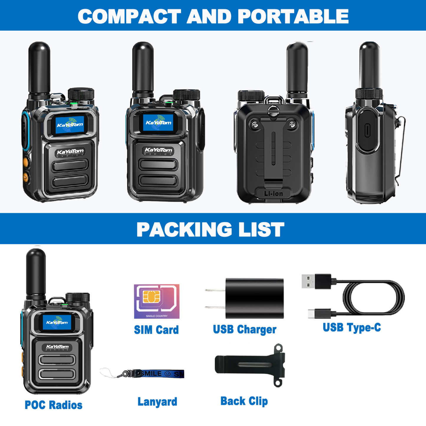 KaYoTom M05 Global Walkie Talkie Unlimited Range Encrypted Two-Way Radio - 72H Battery, HD Audio, Lightweight & Waterproof, 172 Countries Coverage