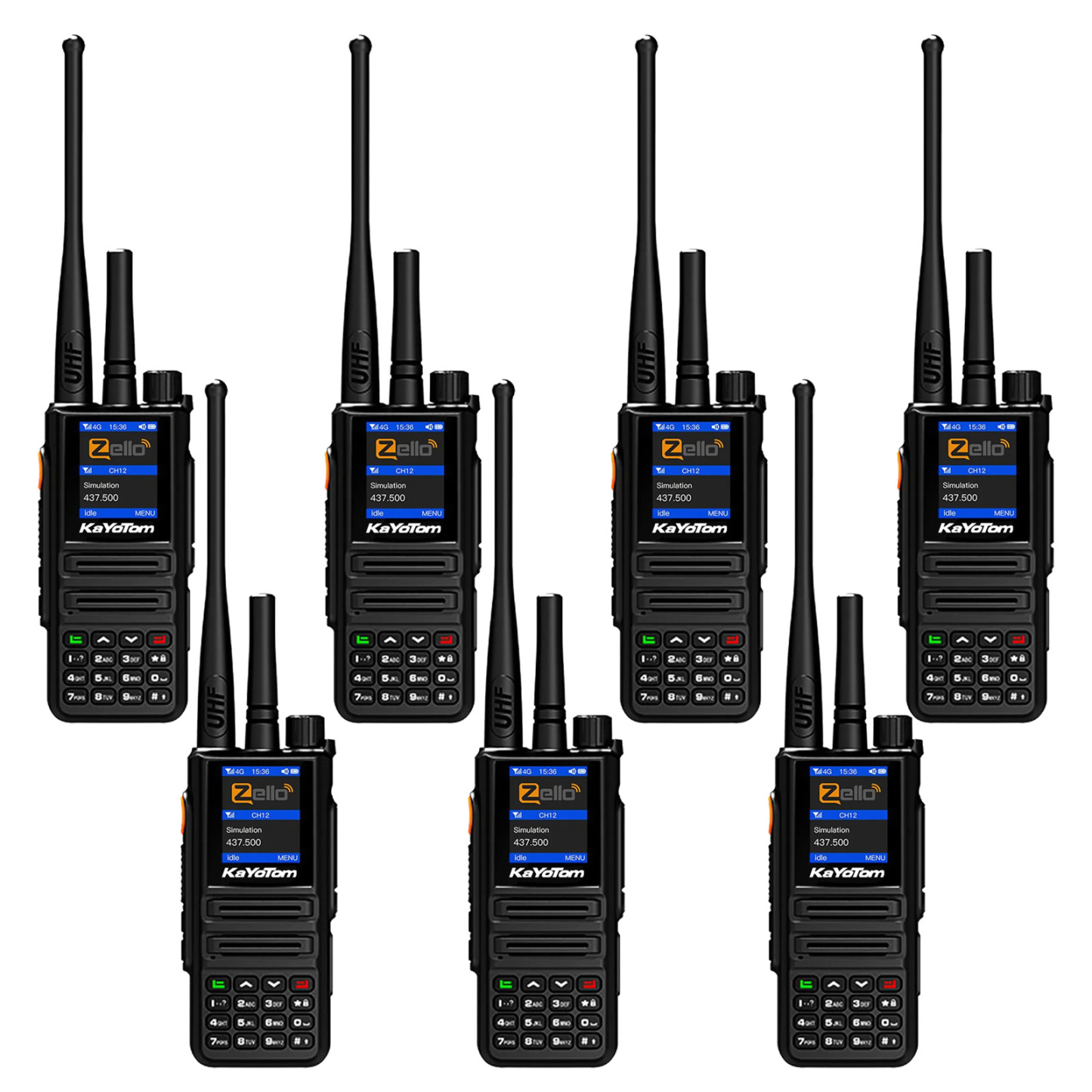 KaYoTom D08 Zello Walkie Talkie Long Range - POC + UHF for Family, Construction, Logistics, Transportation, Hotels, Shopping Malls, Outdoors and Emergency Rescue Encrypted Two Way Radios