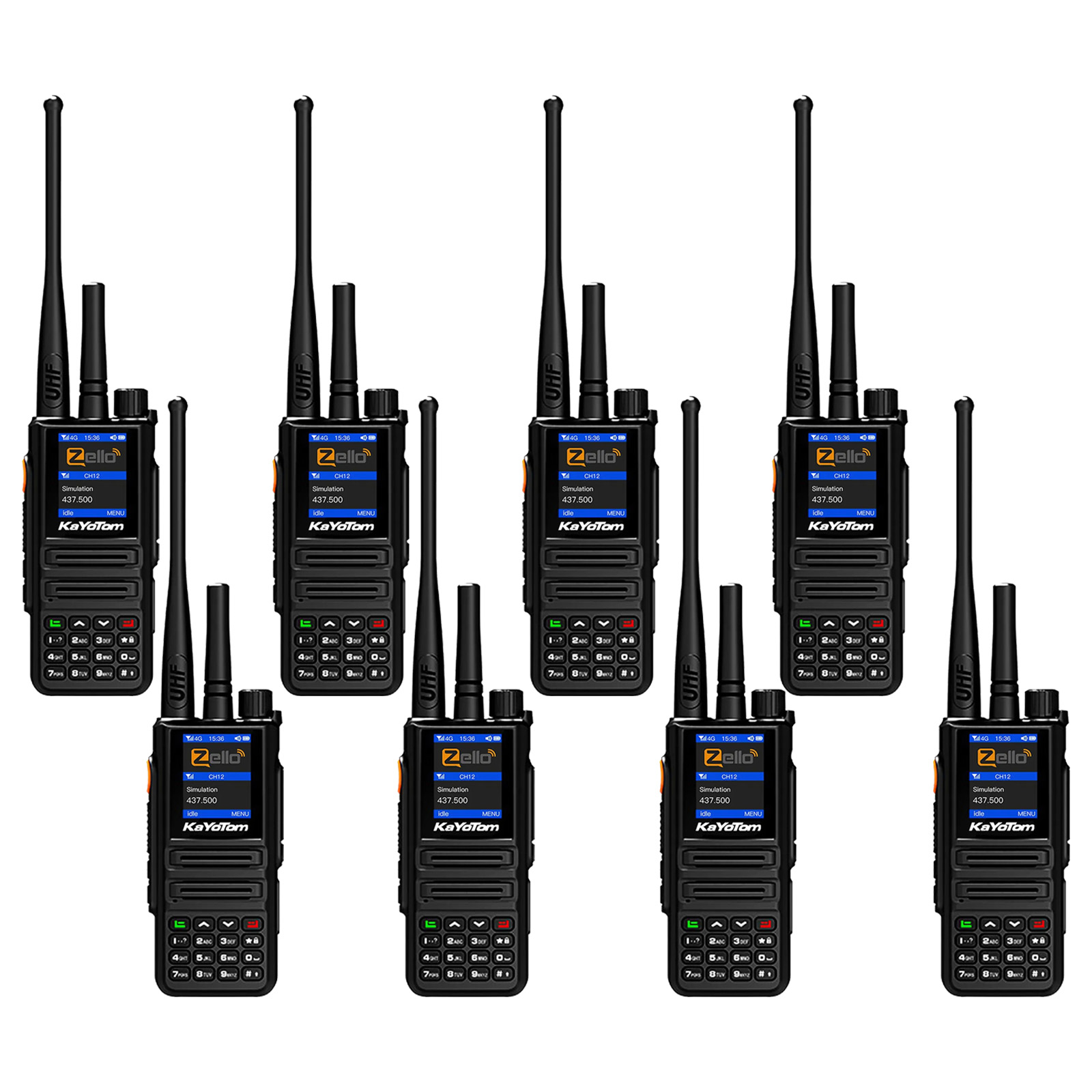 KaYoTom D08 Zello Walkie Talkie Long Range - POC + UHF for Family, Construction, Logistics, Transportation, Hotels, Shopping Malls, Outdoors and Emergency Rescue Encrypted Two Way Radios