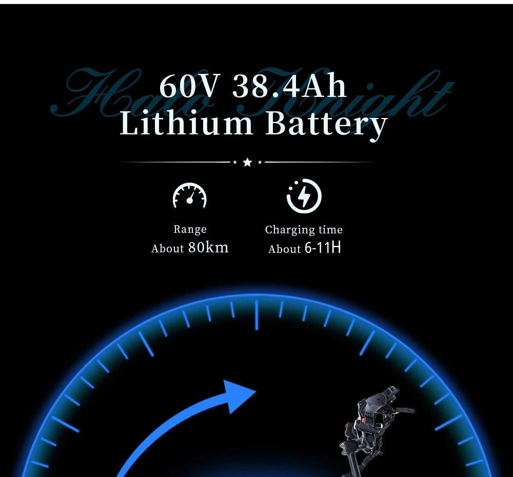 Halo Knight T108 Pro Electric Scooter 11'' Off-Road Tire 3000W*2 Motors 95Km/h Max Speed 60V 38.4Ah Battery 80KM Range 200KG Max load Front & Rear Turn Signal IPX4 Waterproof Dual Hydraulic Brakes Electric Brake