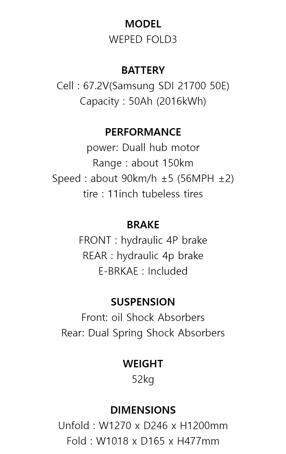 WEPED Fold 3 Pro Electric Scooter