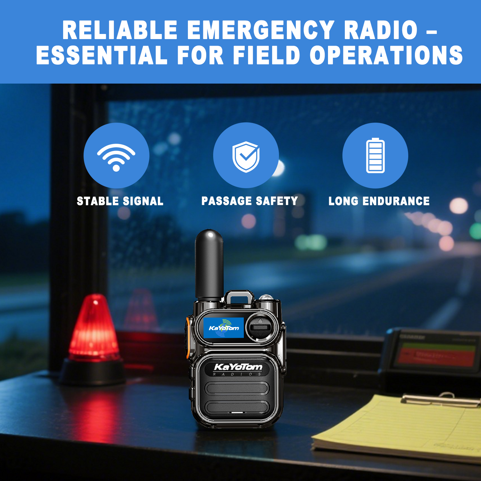 KaYoTom M11 Long Range Walkie Talkie – Global Two-Way Radio with Encrypted Communication, Unlimited Range, 72H Battery Life, HD Audio, Lightweight Design & Built-In LED Flashlight