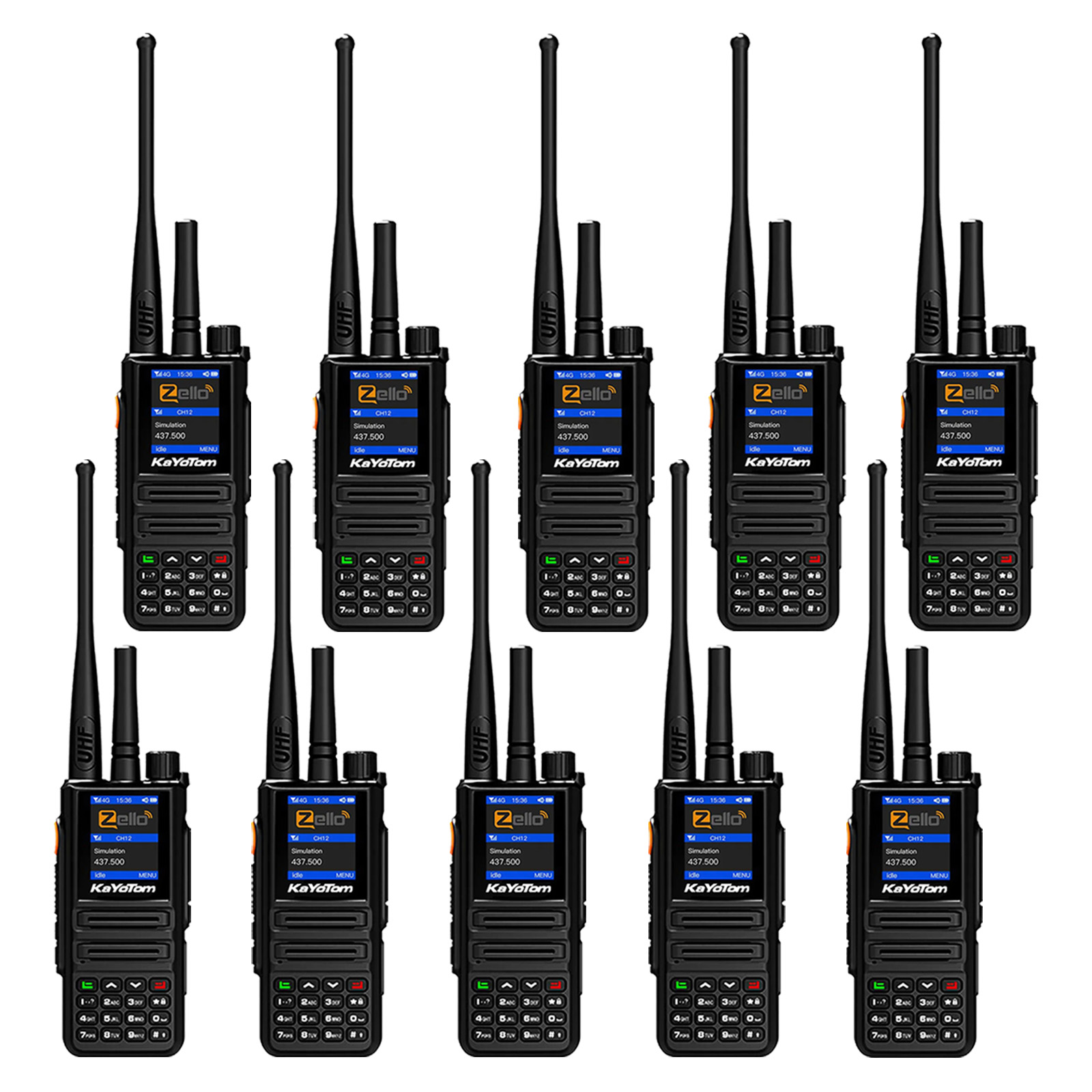 KaYoTom D08 Zello Walkie Talkie Long Range - POC + UHF for Family, Construction, Logistics, Transportation, Hotels, Shopping Malls, Outdoors and Emergency Rescue Encrypted Two Way Radios