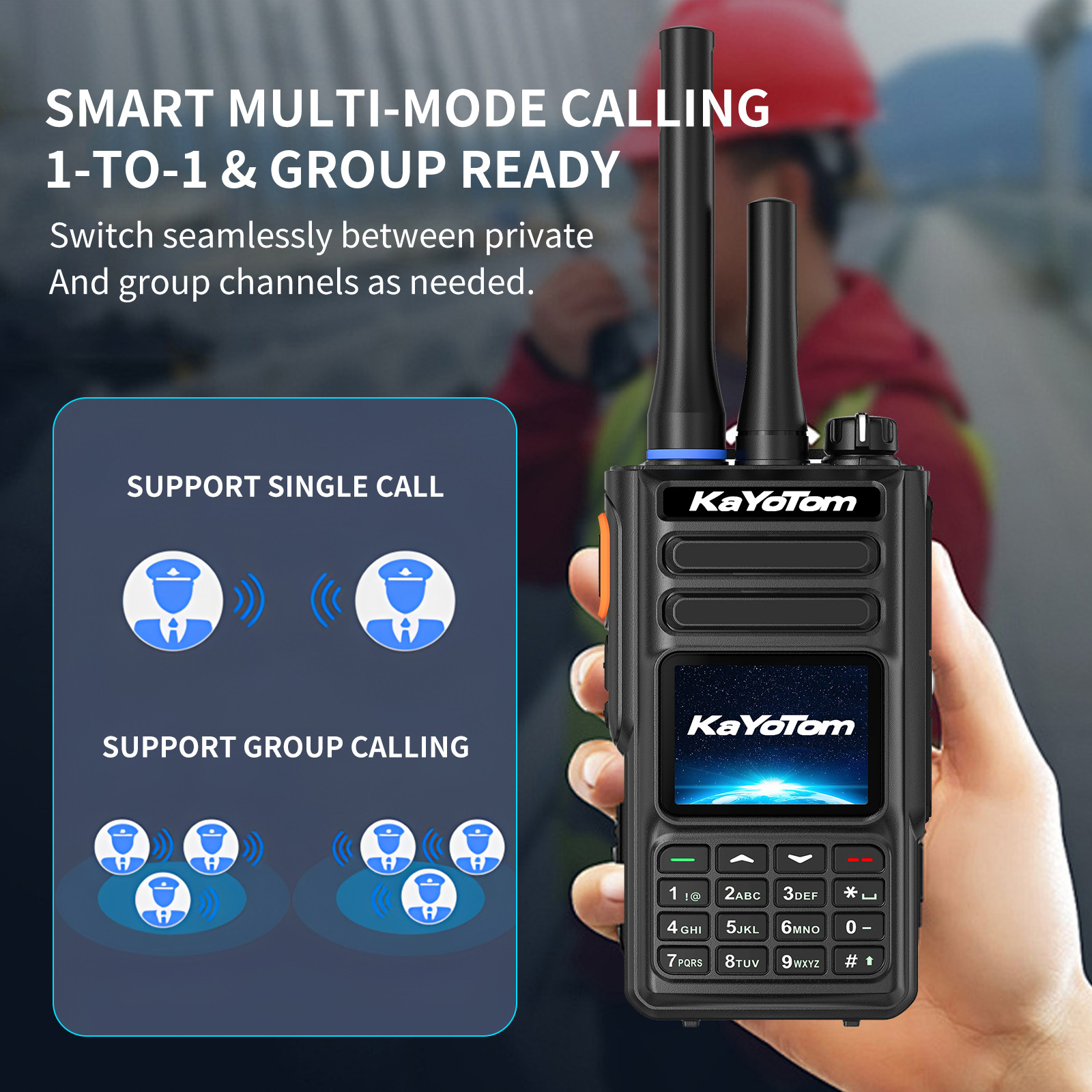 KaYoTom D16 Dual-Mode Global Walkie Talkie – PoC + UHF, IP68, GPS