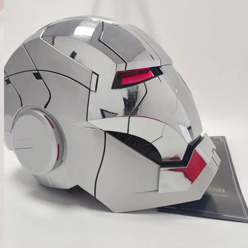 [NEW] Iron Man MK5 Helmet Full Silver – Voice + Remote + Touch Control
