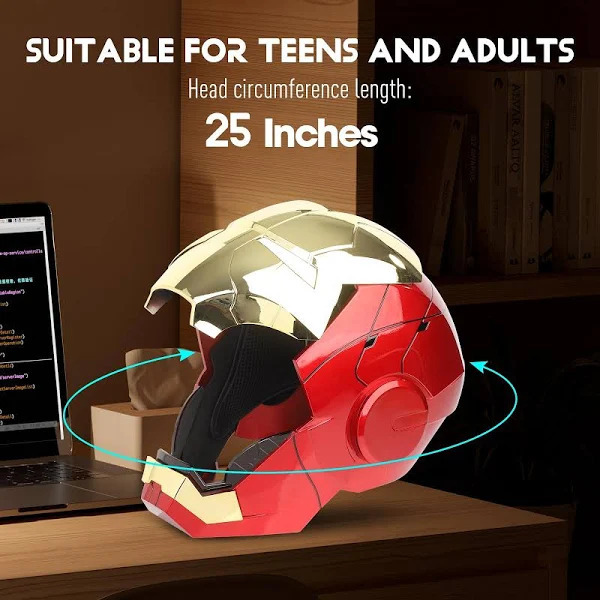 [NEW] Iron Man MK5 Helmet – Gold Red Edition | Voice Control + Remote + Touch Activated Electronic Mask, 1:1 Wearable Collectible