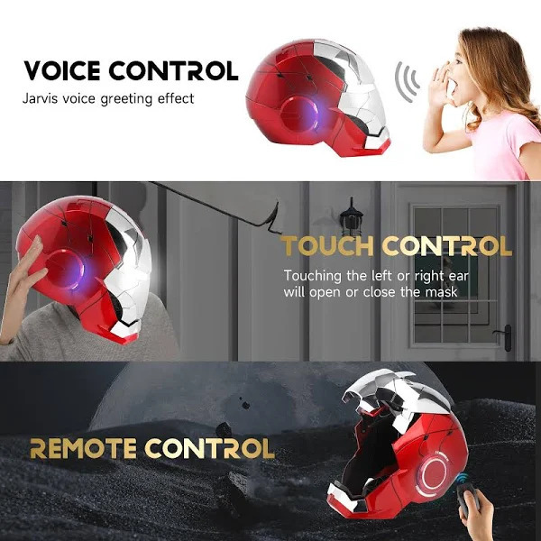 [NEW] Iron Man MK5 Helmet – Silver Red Edition | Voice Control + Remote + Touch Activated Electronic Mask, 1:1 Wearable Collectible