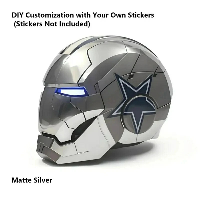 [NEW] Iron Man MK5 Helmet Full Silver – Voice + Remote + Touch Control Mask, 1:1 Wearable, Dallas-Inspired Style