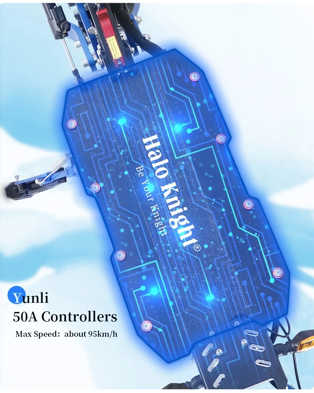 Halo Knight T108 Pro Electric Scooter 11'' Off-Road Tire 3000W*2 Motors 95Km/h Max Speed 60V 38.4Ah Battery 80KM Range 200KG Max load Front & Rear Turn Signal IPX4 Waterproof Dual Hydraulic Brakes Electric Brake