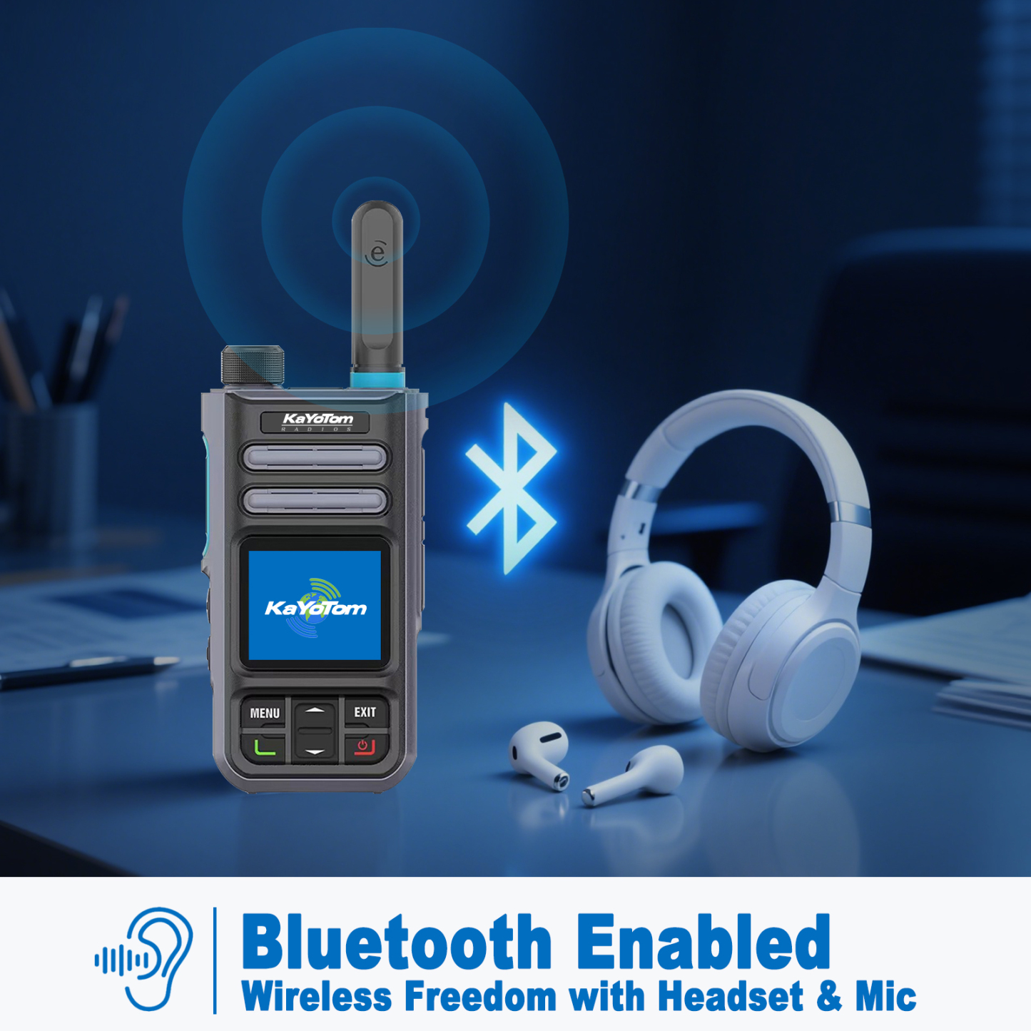 KaYoTom M16 4G POC Global Encrypted PTT Walkie Talkie Unlimited Range - IP67 waterproof, GPS tracking, Bluetooth & 7-Day Batter