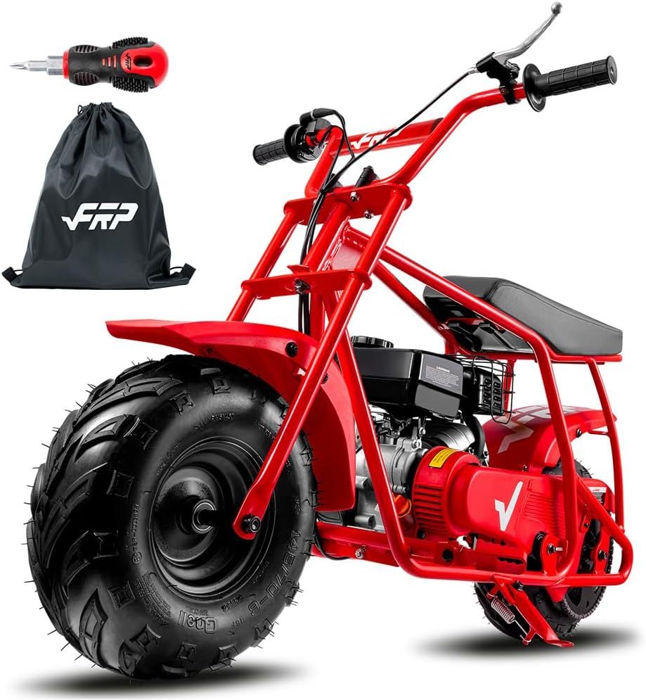 FRP Mini Dirt Bike GMB100 Basic, New 99CC Gas Powered Mini Bike 4-Stroke 3HP, Off-Road for Kids/Adult, Trail Up to 24 Mph, Weight Support Up to 185 LBS,Red
