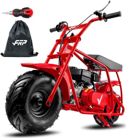 FRP Mini Dirt Bike GMB100 Basic, New 99CC Gas Powered Mini Bike 4-Stroke 3HP, Off-Road for Kids/Adult, Trail Up to 24 Mph, Weight Support Up to 185 LBS,Red