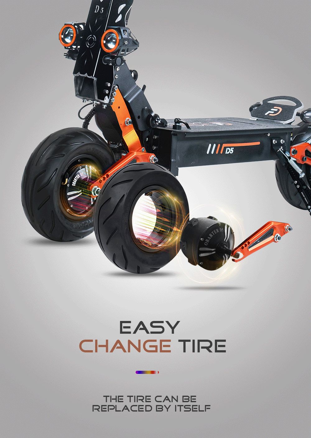 OBARTER D5 Electric Scooter 12 inch Vacuum Tire 2*2500W Motor Removable 35Ah Battery for 60-120km Super Range