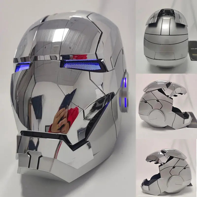 [NEW] Iron Man MK5 Helmet Full Silver – Voice + Remote + Touch Control Mask, 1:1 Wearable, Dallas-Inspired Style