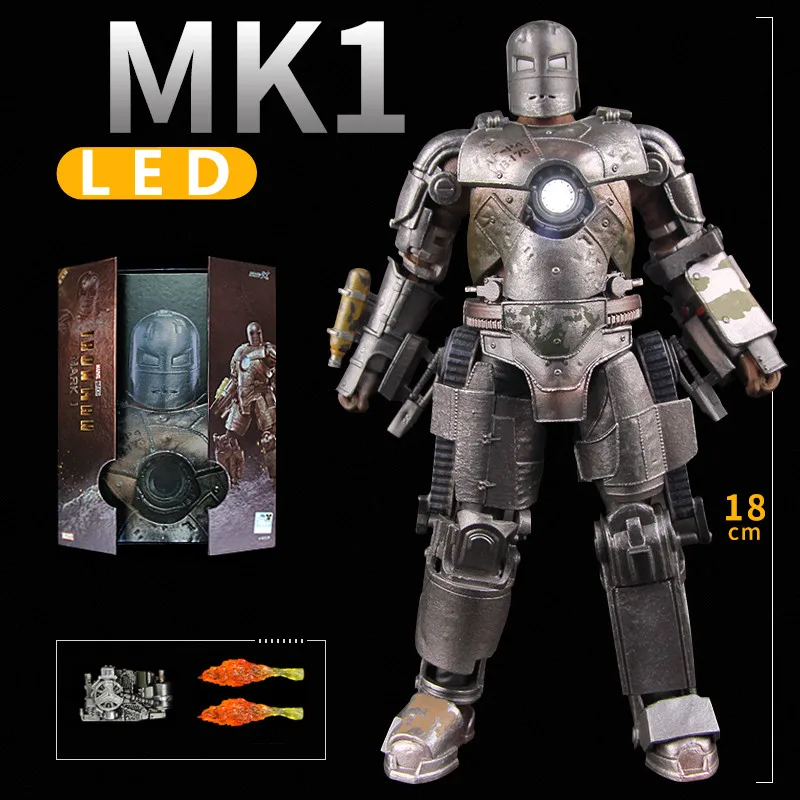 [NEW]Ironman Action Figure Movable Mark Toys 7 inches Light with Chest