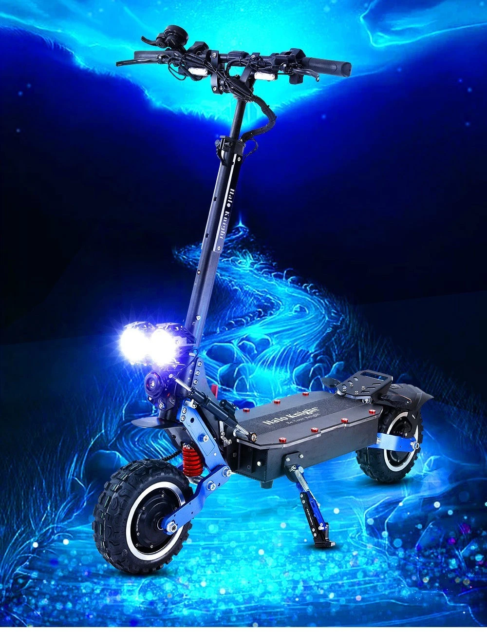 Halo Knight T108 Pro Electric Scooter 11'' Off-Road Tire 3000W*2 Motors 95Km/h Max Speed 60V 38.4Ah Battery 80KM Range 200KG Max load Front & Rear Turn Signal IPX4 Waterproof Dual Hydraulic Brakes Electric Brake