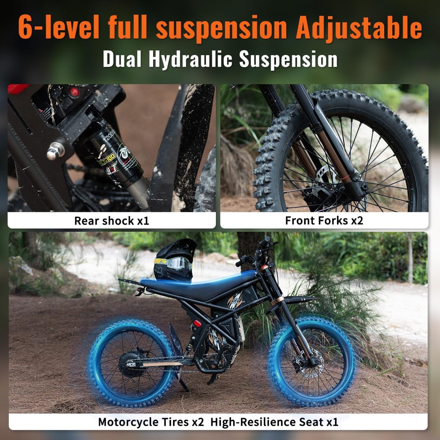 GT73 PRO/GT73 Electric Dirt Bike for Adults, 50MPH 60V 3000W / 37MPH 48V 2400W, 1747Wh/2160Wh Dual Battery Ebike Up to 85 Miles, 25" Motorcycle Tire, UL2849 All Terrain E Bike Full Suspension