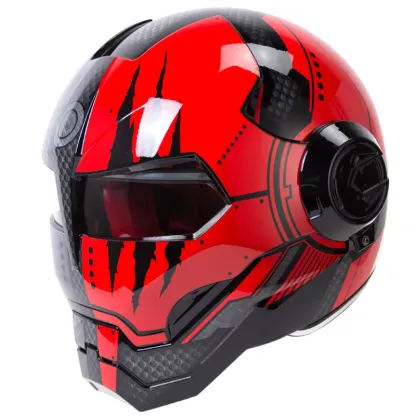 [NEW]Vintage Retro Iron Man Motorcycle Helmet – Full Face Cruiser, Chopper, Cafe Racer Motorbike Helmet