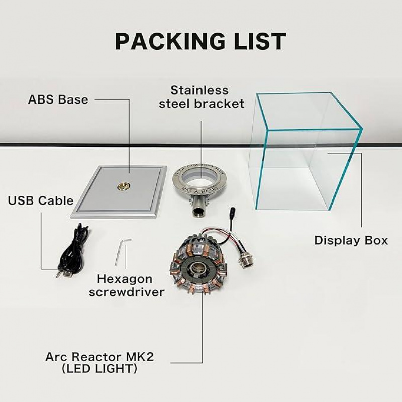 [NEW] Arc Reactor MK1 1:1 Replica – LED Chest Lamp with Remote Control, Alloy Base