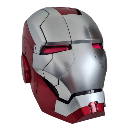 [NEW] Iron Man MK5 Helmet – Silver Red Edition | Voice Control + Remote + Touch Activated Electronic Mask, 1:1 Wearable Collectible