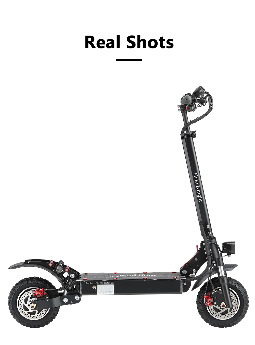 Halo Knight T104 Electric Scooter 10 inch Off-road Tires 1000W*2 Motor 65km/h Max Speed Remote control 52V 21Ah Battery 45km Range - Black