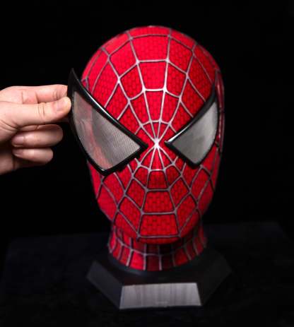 Sam Raimi Spidey Mask (Adults) with Face shell & 3D Rubber Web, Wearable Movie Prop Replica