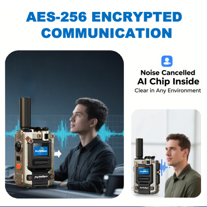 KaYoTom M08 Global Walkie Talkie Unlimited Range Encrypted Two-Way Radio - 72H Battery, HD Audio, Lightweight & LED Flashlight, 172 Countries Coverage